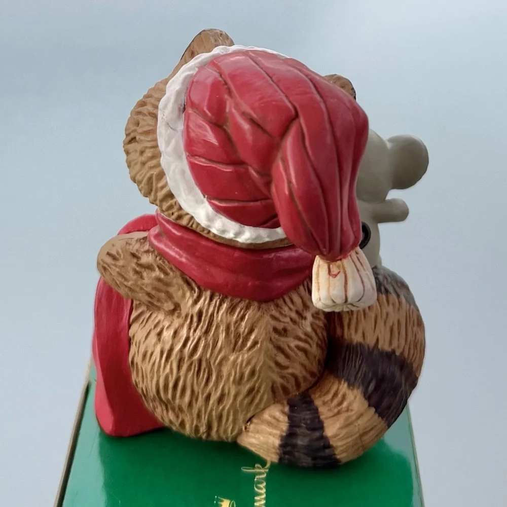 Hallmark Raccoon Christmas Stocking Hanger Vintage 1982
